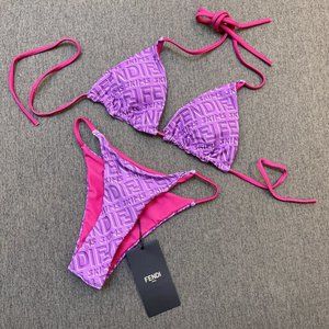 Tie-up swimsuit set fendi Bikini Swimsuit Vacation three-point swimsuit
